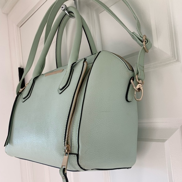 Merona Mint Green Blue Shoulder Handbag Crossbody Gold Zip Women’s Purse Target - Picture 4 of 14